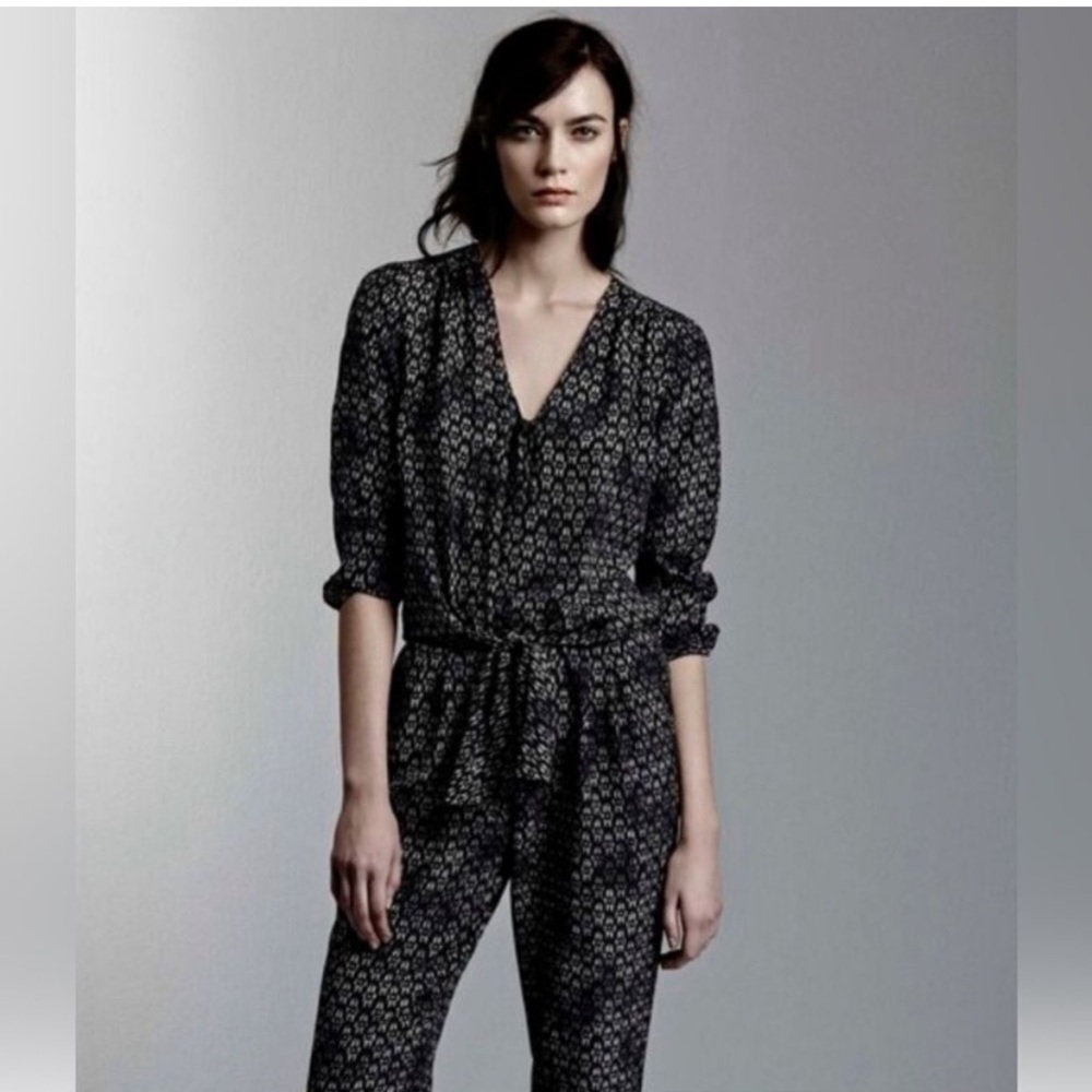 Rebecca Taylor Silk pant jumpsuit with tie waist 2 100% Silk